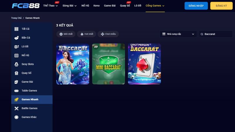 có một vài game baccarat fcb88 để người chơi lựa chọn