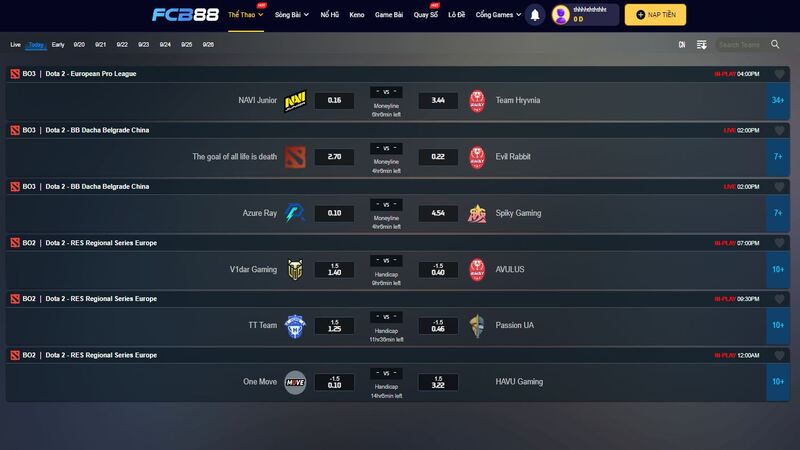 hướng dẫn cá cược dota2 tại fcb88