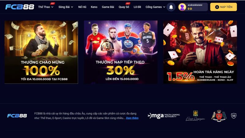 tỷ lệ khuyến mãi hoàn trả của fcb88 lên đến 1,5%