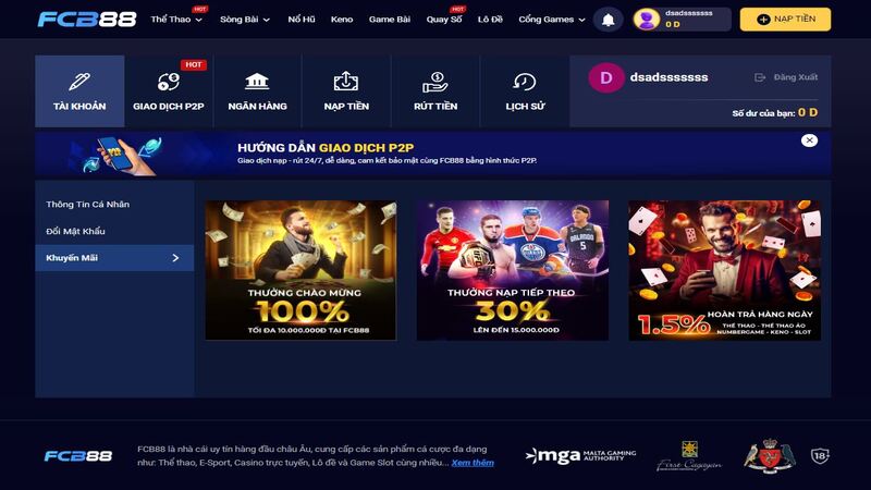 nhà cái fcb88 có khuyến mãi nạp 100% cho người mới