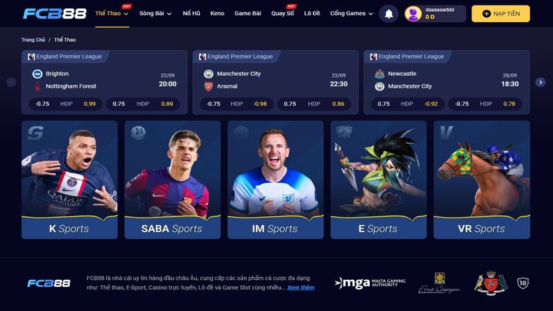 sảnh saba sports tại nhà cái fcb88